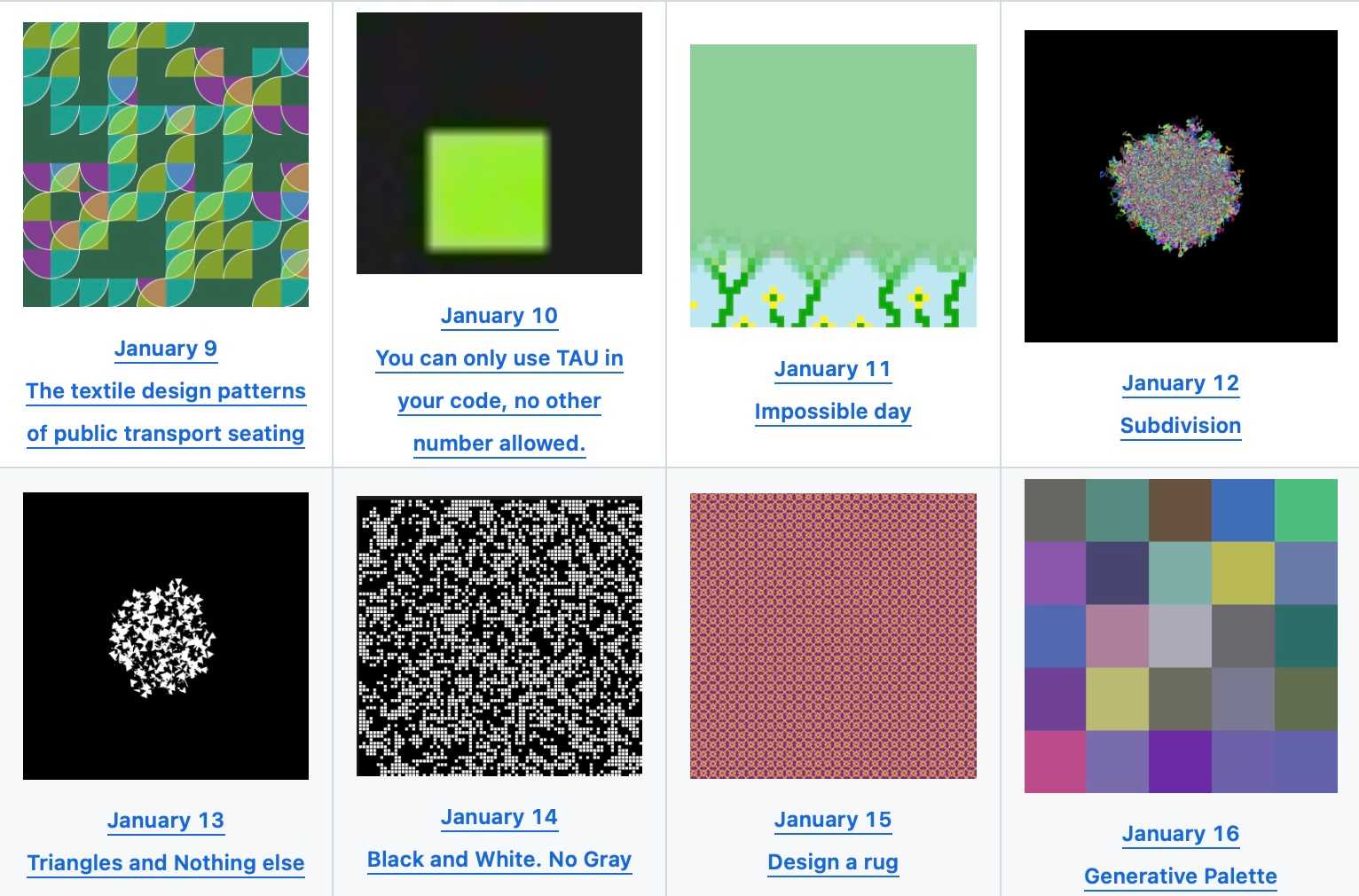 "Genuary 2025 Repository" code example